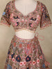 Onion Pink Floral Sequins Embroidered Net Lehenga
