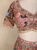 Onion Pink Floral Sequins Embroidered Net Lehenga