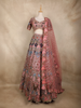 Onion Pink Floral Sequins Embroidered Net Lehenga