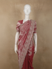 Onion Pink Floral Sequins and Beads Embroidered Design Pure Tissue Silk Designer Saree with Designer Border
