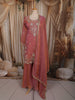 Onion Pink Floral Sequins and Beads Embroidered Design Tissue Organza Palazzo Suit with Dupatta