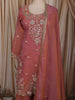 Onion Pink Floral Sequins and Beads Embroidered Design Tissue Organza Palazzo Suit with Dupatta