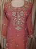 Onion Pink Floral Sequins and Beads Embroidered Design Tissue Organza Palazzo Suit with Dupatta