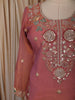 Onion Pink Floral Sequins and Beads Embroidered Design Tissue Organza Palazzo Suit with Dupatta