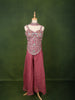 Onion Pink Floral Sequins and Thread Embroidered Design Tissue Organza  Fancy Wear Palazzo Suit  with Matching Choker Dupatta