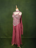Onion Pink Floral Sequins and Thread Embroidered Design Tissue Organza  Fancy Wear Palazzo Suit  with Matching Choker Dupatta