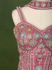 Onion Pink Floral Sequins and Thread Embroidered Design Tissue Organza  Fancy Wear Palazzo Suit  with Matching Choker Dupatta