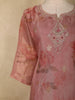 Onion Pink Floral Thread Embroidered Design Tissue Silk Straight Cut Salwar Suit