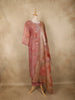 Onion Pink Floral Thread Embroidered Design Tissue Silk Straight Cut Salwar Suit
