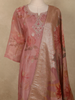 Onion Pink Floral Thread Embroidered Design Tissue Silk Straight Cut Salwar Suit