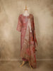 Onion Pink Floral Thread Embroidered Design Tissue Silk Straight Cut Salwar Suit