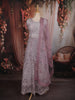Onion Pink Floral Thread and Mirror Embroidered Design Net Anarkali Gown with Dupatta