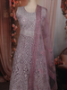 Onion Pink Floral Thread and Mirror Embroidered Design Net Anarkali Gown with Dupatta