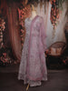 Onion Pink Floral Thread and Mirror Embroidered Design Net Anarkali Gown with Dupatta