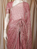 Onion Pink Floral Vine Stone Embellished Design Pure Tissue Silk Party Wear Saree with Scalloped Border