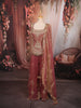 Onion Pink Floral Vine Zari Embroidered Design Tissue Organza Party Wear Palazzo Suit with Matching Dupatta