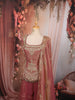 Onion Pink Floral Vine Zari Embroidered Design Tissue Organza Party Wear Palazzo Suit with Matching Dupatta