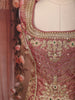 Onion Pink Floral Vine Zari Embroidered Design Tissue Organza Party Wear Palazzo Suit with Matching Dupatta