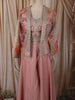 Onion Pink Floral Zari Embroidered Design Crepe Palazzo Suit with Jacket