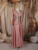 Onion Pink Floral Zari Embroidered Design Crepe Palazzo Suit with Jacket