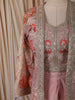 Onion Pink Floral Zari Embroidered Design Crepe Palazzo Suit with Jacket