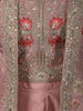 Onion Pink Floral Zari Embroidered Design Crepe Palazzo Suit with Jacket