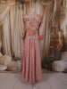 Onion Pink Floral Zari Embroidered Design Crepe Palazzo Suit with Jacket