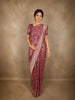 Onion Pink Floral Zari Woven Design Pure Banarasi Silk Saree with Zari Border