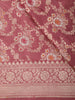 Onion Pink Floral Zari Woven Design Pure Banarasi Silk Saree with Zari Border
