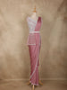 Onion Pink Heavy Sequins Embellished Design Satin Ready To Wear Saree