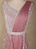 Onion Pink Heavy Sequins Embellished Design Satin Ready To Wear Saree