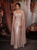 Onion Pink Heavy Sequins and Beads Embroidered Design Net Indo Western Skirt and Top with Cape