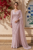 Onion Pink Heavy Sequins and Beads Embroidered Design Net Party Wear Saree with Matching Blouse