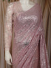 Onion Pink Heavy Sequins and Beads Embroidered Design Net Party Wear Saree with Matching Blouse
