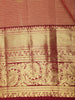 Onion Pink Mini Checked Zari Woven Design Pure Kanchipuram Silk Saree with Contrast Floral Zari Border