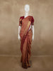 Onion Pink Mini Checked Zari Woven Design Pure Kanchipuram Silk Saree with Contrast Floral Zari Border