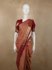 Onion Pink Mini Checked Zari Woven Design Pure Kanchipuram Silk Saree with Contrast Floral Zari Border