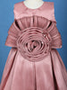 Onion Pink Oversized Floral Satin Kids Gown