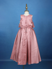 Onion Pink Oversized Floral Satin Kids Gown