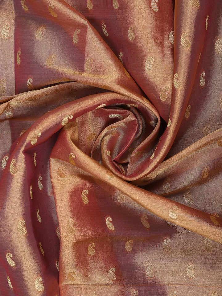 Onion Pink Paisley Design Tissue Saree - Diadem