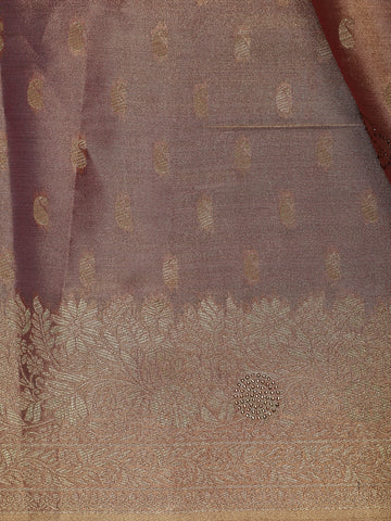 Onion Pink Paisley Design Tissue Saree - Diadem