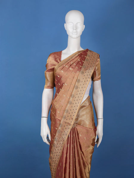 Onion Pink Paisley Design Tissue Saree - Diadem