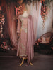Onion Pink Paisley Sequins and Beads Embroidered Design Tissue Silk Straight Cut Salwar Suit with Matching Dupatta