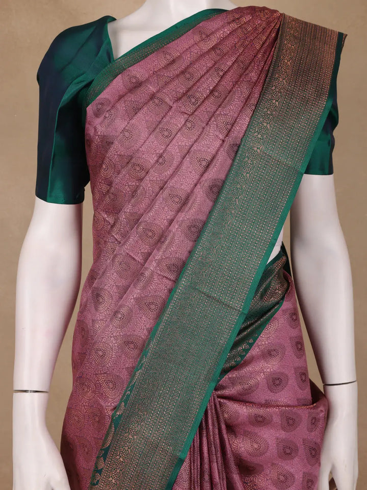 Onion Pink Paisley Woven Kanchipuram Silk Saree - Diadem