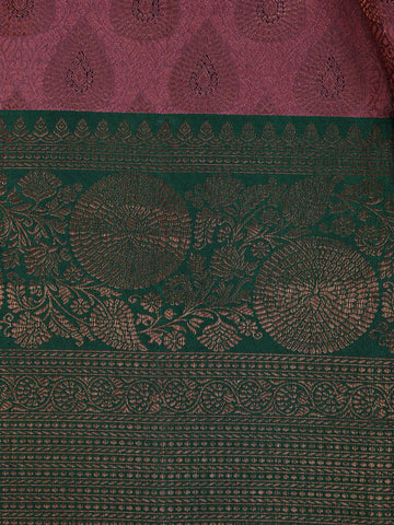 Onion Pink Paisley Woven Kanchipuram Silk Saree - Diadem