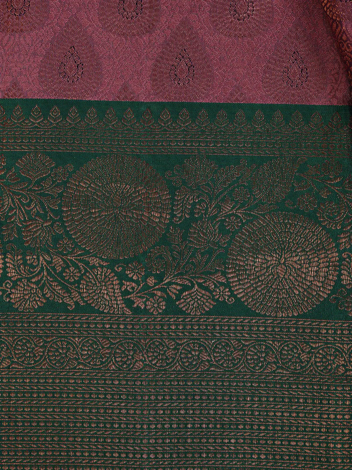Onion Pink Paisley Woven Kanchipuram Silk Saree - Diadem