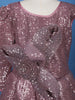 Onion Pink Sequins Design Kids Net Gown - Diadem