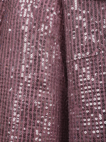 Onion Pink Sequins Design Kids Net Gown - Diadem