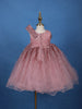 Onion Pink Sequins Design Kids Net Gown - Diadem