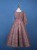 Onion Pink Sequins Design Kids Net Gown - Diadem